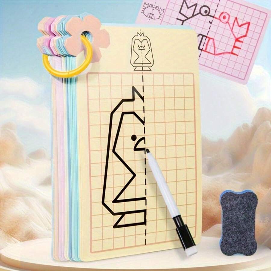 一套笔控对称绘画训练笔记本，可擦写，专注且有趣的教育玩具
