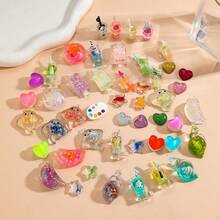 20pcs/Pack Mixed Glow-In-The-Dark Ocean Shell & Fruit Series Transparent Sparkling DIY Bag Charm, Keychain, Bracelet Jewelry Accessories - Marine Series Mixed Transfer - View 4
