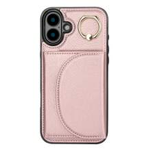 AWQUER PU Faux Leather Wallet Case Suitable For IPhone 17 Air 17E 16E 16 15 14 13 12 11 Pro X XS Max XR 8 7 Plus SE 5G 2022 2020 SE3 SE2 Kickstand Card Slots Mobile Phone Bag Cover With Finger Ring Holder - Rose Gold - View 28