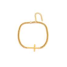 1pc Fashion Simple Cross Golden/Silvery Stainless Steel Chain Bracelets For Men - Cross - View 4
