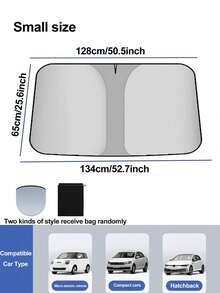 1pc Foldable Car Windshield Sunshade, Titanium Silver Color - Features UV Protection, Heat Resistant And Easy Installation, Maximizing In-Car Comfort - Excellent Choice For Summer Driving! - Multicolor - View 10