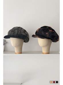 Berretto basco oversize retrò, cappello ottagonale alla moda, cappello da pittore versatile e artistico, nuovo berretto basco ottagonale con effetto tie-dye per donna, adatto per estate, spiaggia, vacanze, viaggi - Multicolore - Visualizzare 1