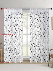 1 tấm rèm voan thêu họa tiết hoa, có khe luồn thanh treo, chống tia UV và thoáng khí, chất liệu polyester, không có lớp lót, thích hợp cho phòng khách, phòng ngủ, phòng ăn. - màu đen - Xem 43