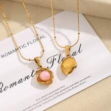 1pc New Stainless Steel Shell & Faux Pearl Pendant Necklace, Minimalist Elegant Choker Necklace Suitable For Daily Wear - Yellow Gold - View 2