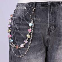 1pc Fashion Hiphop Colorful M-Shaped Waist Chain, Versatile Jeans Chain Decor Pendant, Streetwear Accessory For Daily Wear - Multicolor - View 2