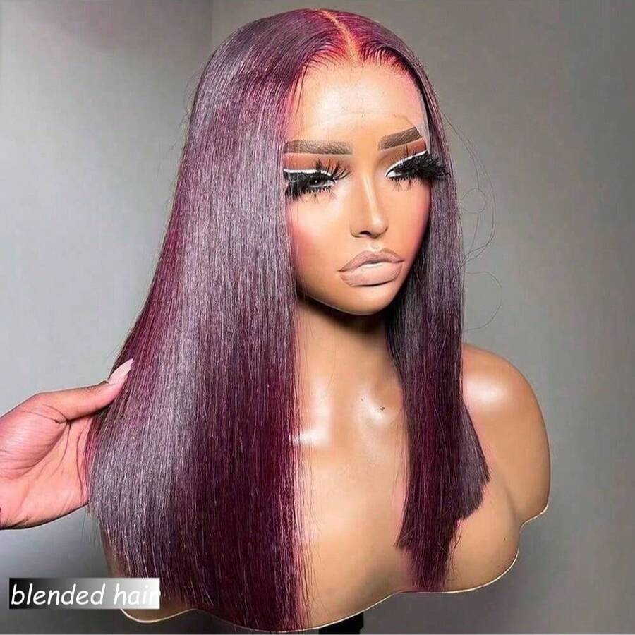 180% Density 8-36Inch 13x4 Lace Front Wigs Human Blended Hair Straight Wigs For Women 12A Pre Plucked HD Lace Frontal Wig With Baby Hair 99J Burgundy - S99J/BUG - View 1