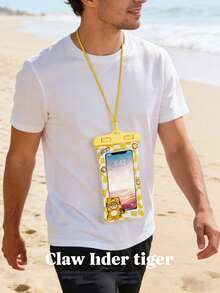 Cartoon Waterproof Phone Pouch, Inflatable PVC Material Phone Bag Suitable For Beach Use, Design For Delivery Riders, With Touch Screen Interface, Applicable For Swimming, Surfing, Rainy Travel, Beach, Cruise, Skiing And Other Water Activities, Can Protect Phones Under 7 Inches - Multicolor - View 8