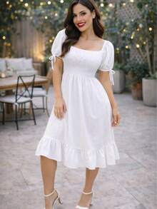 VESTIDO LARGO TIPO CAMPESINO CON MANGA MOD. ALY - Blanco - Ver 4