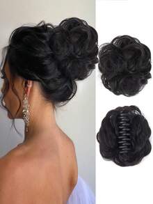 懒人盘发，发夹固定，发髻假发，自然蓬松发髻，覆盖整个后脑勺，合成接发假发发圈 - 彩色 - 查看 20