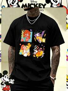 Disney Officially Licensed A Goofy Movie Retro 90s Graphic 220g 100% Cotton T-Shirt, Unisex Regular Fit Casual Streetwear - 黑色 - 查看 1