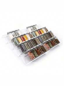 1 pieza/2 piezas/4 piezas/6 piezas Organizador de cajón de especias de acrílico expandible personalizado - Organiza cajones de cocina, estantes para botellas de especias, armarios, despensa - Blanco - Ver 1