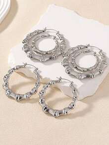 6pcs/Set Ultra-Light Bamboo Earrings, Suitable For Party And Daily Wear - Yellow Gold - View 4