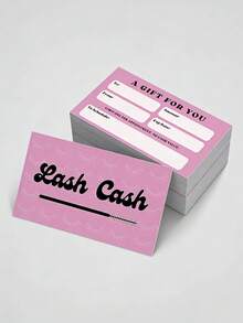 50pcs Pink Eyelash Design Gift Vouchers, Suitable For Eyelash Extension Salons, Beauty Businesses And Customer Loyalty Cards - Sets - View 3