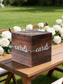 1 Stück Holzmaserung Papier Kartenbox, Baby Dusche Kartenbox mit Schlitz, Gender Reveal Party Abstimmungsbox, Junge oder Mädchen, Gender Reveal Party Spiel Zubehör, Kartengeschenkbox, für Hochzeit, Jahrestag, Geburtstag Party, Abschlussfeier, Hochzeit Kartenbox, Hochzeit Tisch Mittelstück Dekoration, Baby Dusche Dekoration, Baby Dusche Party Zubehör - Holzmaserung - Übersicht 3