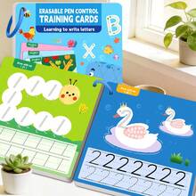 A Set Of Brain Training Exercises For Lines, Numbers, And Letters With Fine Motor Control Practice Sheets-Richly Illustrated Pages-A Comprehensive Guide For Pencil Control And Drawing Education | Learn Handwriting Techniques, Erasable Children's Writing Stickers, Back-To-School Gifts, Birthday Presents, And 11 Additional Holiday Items (Includes 1 Eraser And 2 Pencils), Designed To Enhance Focus And Cognitive Abilities - Multicolor - View 8