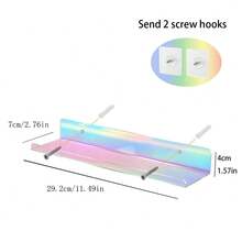 2pcs Acrylic Wall Mount Display Racks, Transparent Large & Small Size, Colorful Large & Small Size, Suitable For Room, Store, Office, Bathroom Display And Storage - Color - View 3