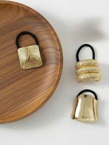 7pcs/6pcs/5pcs/1pc Set Minimalist Metal Hair Ties, Casual Style - Silver - View 7