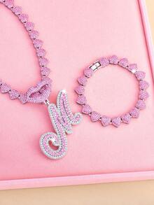 Bộ trang sức 3 món phong cách Y2K dành cho nữ và bé gái - Dây chuyền hình trái tim, vòng tay và mặt dây chuyền hình môi đính đá lấp lánh - Món quà hoàn hảo cho ngày Valentine hoặc sinh nhật. - bộ trang sức - Xem 3