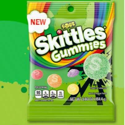  Surtido de caramelos gomosos agrios Skittles - Mezcla de caramelos gomosos con sabor a frutas y tangy, bocadillo suave y masticable