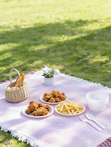 防水柔软法兰绒格子野餐垫，适合户外露营，粉紫色野餐毯，便携轻巧可折叠耐用多用途垫，适用于旅行、沙滩、公园草坪，适合度假、夏季、春季野餐、徒步旅行、探险等场合。 - 多款 - 查看 2