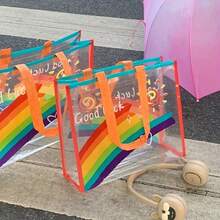 1/3 Packs - 12.6*10.63*3.94 Inches Rainbow Thickened Gift Bag, PVC Transparent Tote Bag, Personalized , Gift Bag - Rainbow - View 1