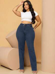 Divas Jeans Wide Leg Fit Plus Size Estrutura Alta Denim Escuro Premium - Lavagem escura - Visão 5