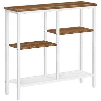 Console Table, Narrow Console Table, Slim Sofa Table With 4-Tier Storage Shelves, Industrial Hallway Table With Metal Mesh Shelf, For Hallway, Entryway, Living Room