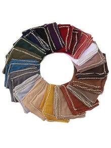 1pc Women's Chiffon Beaded Scarf, Malaysian Headscarf, Fresh And Sweet Long Scarf - Multicolor - View 4