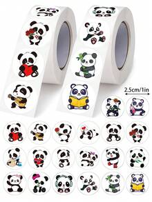 500 piezas Pegatinas de garabatos de panda de dibujos animados, 1 pulgada redonda 2 estilos, 20 diseños lindos, suministros de oficina, scrapbooking, recompensas para maestros, pegatinas impermeables de PVC, suministros de scrapbooking, papelería, pegatinas divertidas para Kindle - Panda de dibujos animados - Ver 8