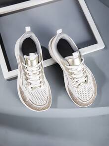 New Solid Color Comfortable & Breathable Men's Sports Shoes, Shock-Absorbing Elastic Casual Sneakers For All Seasons - white ash - View 3