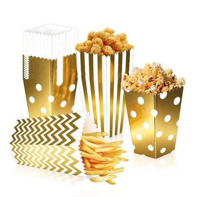 36 hộp bìa cứng nhỏ đựng bỏng ngô màu vàng, đồ ăn nhẹ, kẹo, thích hợp cho tiệc trẻ em, đám cưới, Giáng sinh, sinh nhật, xem phim.