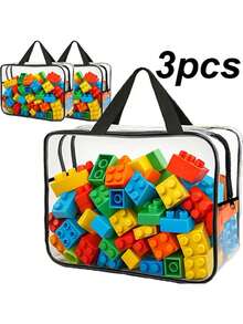 This 4 Packs Of Thickened, Transparent, Large-Capacity Plastic Storage Bags Features A Sturdy Zipper Pull And Is Suitable For Organizing And Storing Travel Items, Clothing, Building Blocks, And Various Household Items. A Must-Have For Homes - Multicolor - View 4