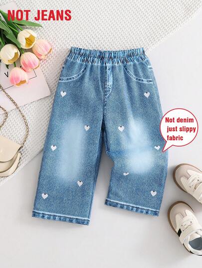 1 chiếc quần dài thoải mái kiểu jeans cho bé gái, in họa tiết, thích hợp cho mùa xuân/hè, quần ống đứng cho bé sơ sinh in hình trái tim, phù hợp cho hoạt động ngoài trời, chơi hàng ngày, thư giãn, dự tiệc, quà tặng ngày lễ, dành cho bé 0-1-2-3 tuổi, 6-9 tháng.