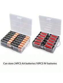 Hộp đựng pin AA/AAA trong suốt, có thể chứa 24 pin AA hoặc 24 pin AAA. - Xem 3