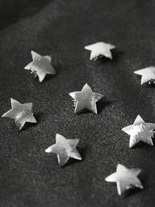 10个星形编织发夹，金色金属质感珠子发夹，发饰（1个/6个/10个装），夏季，假日，旅行 - 銀色 - 查看 3