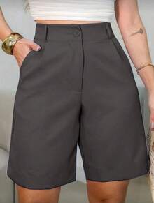 Tailored Bermuda Shorts Without Belt - Foreign Fashion - 深灰色 - 查看 1