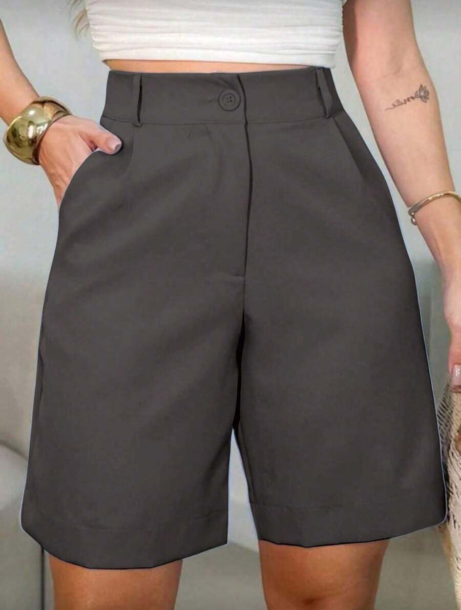 Tailored Bermuda Shorts Without Belt - Foreign Fashion - 深灰色 - 查看 1
