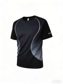 Men's Casual Short Sleeve T-Shirt, Lightweight And Comfortable For Travel, Sports, Business Trips And Commuting - Black - View 2