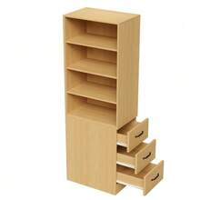 Extra Narrow 180cm High Bookcase With Side Drawers - Adjustable Shelves, Interchangeable Left And Right, Suitable For Small Spaces - Sideboard, Living Room Furniture, Bookcase - 1PC - View 8
