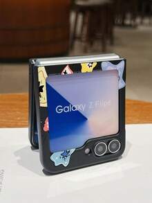 1pc Fashionable And Minimalist Skin Feel PC Material Cute And Minimalist Full Screen Star Animal Element Folding Phone Case, Can Protect And Prevent Falling For: SamsungGalaxy Zflip 3/Zflip 4/Zflip 5/Zflip 6/Zflip 7/ Find N3 Flip/ Razr 50 Ultra/ Razr 60 Ultra/ Razr 60/ Razr 50/XiaomiMIX Flip/Galaxy Z Flip7 FE - Black - View 4