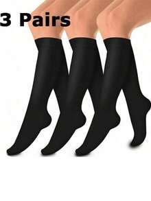 1/3/6 Pairs Unisex Copper Fiber Compression Socks, 15/20mmHg High Tube, Suitable For Pregnant Women, Nurses, Maternity Sports Shoes, Outdoor Sports Fitness, Y2K Comfortable Socks - Multicolor - View 10