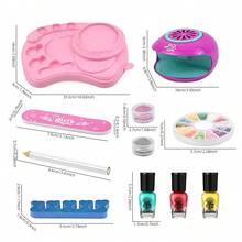 DIY时尚美甲套装，儿童化妆玩具，女孩指甲油调色盘，儿童换装角色扮演玩具，闪亮系列，配有精美造型工具，女孩生日派对、圣诞节、感恩节、复活节礼物 - 彩色 - 查看 2