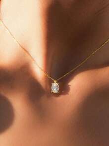 1pc 925 Sterling Silver Minimalist Unique Layerable Pendant Necklace, Elegant Jewelry Gift For Women, Party Gift, Birthday Gift, Daily Wear - Gold - View 5