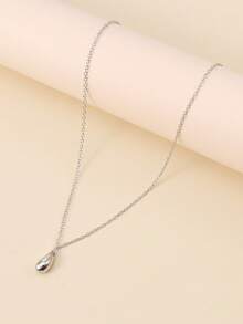 1 pieza Collar de aleación con forma de lágrima minimalista, uso diario de moda para mujeres - Plateado - Ver 3