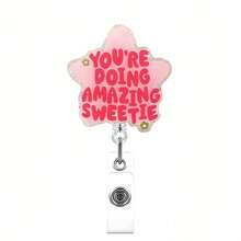 1pc Retractable Acrylic Badge Reel "You're Awesome, Darling" - Suitable For Nurses, Employees, Doctors | Fun Badge Design | Durable Badge Holder, 2D Flat Style - a - View 9