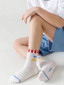 儿童袜子，薄款卡通运动袜，夏季网眼中筒袜 - 彩色 - 查看 2