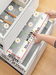 1/2 Roll Daisy Pattern Kitchen Cabinet Shelf Liner, Non-Adhesive Drawer Mat, Non-Slip Refrigerator Pad, Waterproof EVA Fridge Liner, Cabinet Mat, Easy Placemat - Multicolor - View 15