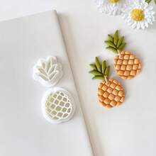 2pcs/Set Cute Cartoon Pineapple Shaped Polymer Clay Earring Mold, DIY Jewelry Pendant Mold Handcraft Tool - White - View 3