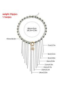 Retro Geometric Round Pearl CCB Beaded Sunflower Fringed Necklace - Fashionable Accessory - Multicolor - View 5