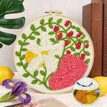 Bộ dụng cụ thêu kim đột 2D dành cho người lớn và người mới bắt đầu, kích thước 20*20cm/7.8*7.8in, chủ đề hoa đẹp mắt, bao gồm các mẫu in sẵn, chỉ thêu, khung thêu và dụng cụ kim đột để hoàn thành tác phẩm thêu kim đột thủ công DIY. Bộ quà tặng DIY, hoàn hảo để trang trí nhà cửa trong phòng khách hoặc phòng ngủ, làm quà sinh nhật cho gia đình, bạn bè hoặc bạn học. - A - Xem 5